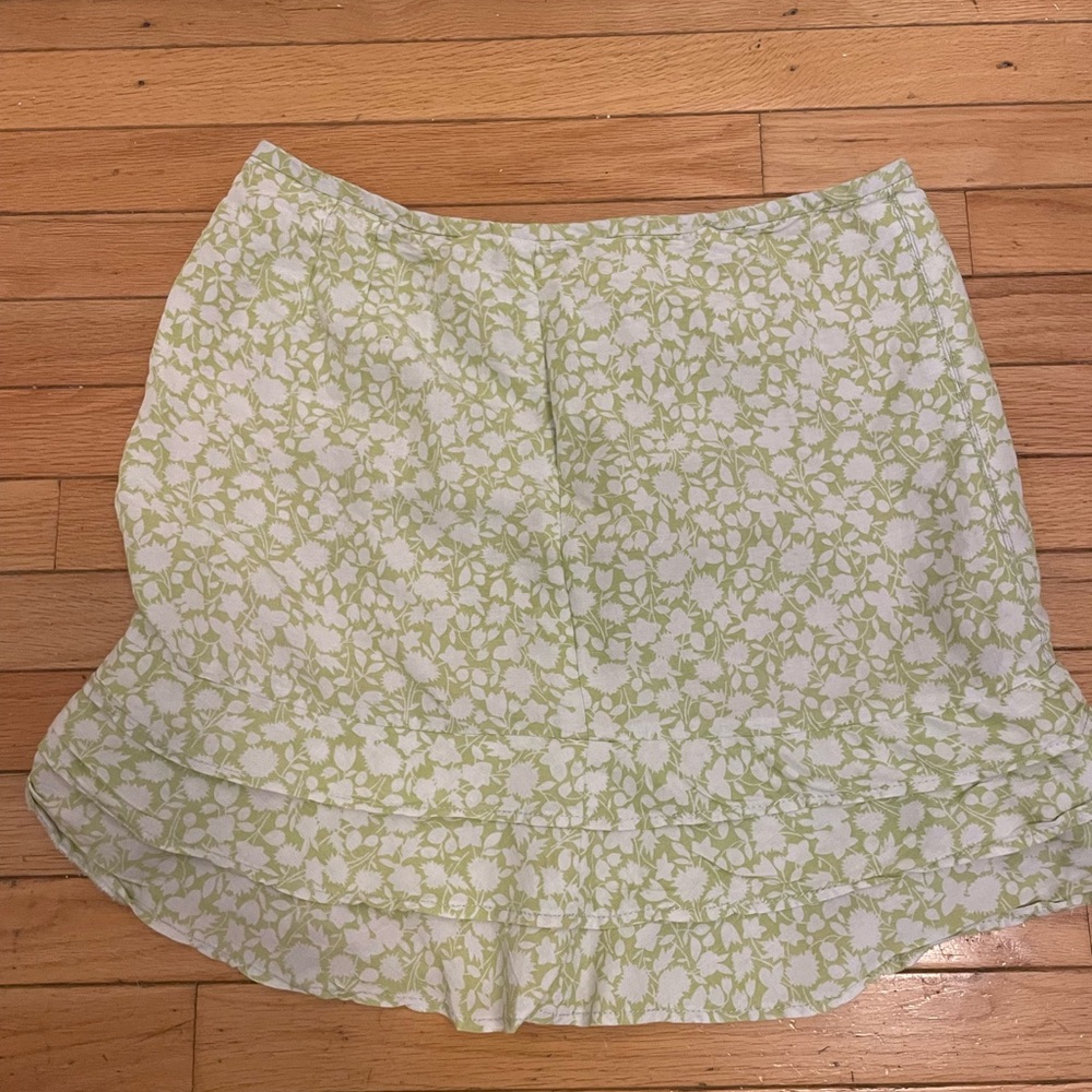 Floral Green and White Women's Skirt